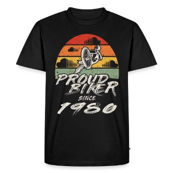 VÉTÉTiste 1980 Naissance Retro Bike - T-shirt Premium bio Homme - noir - Devant - Nico (187cm)