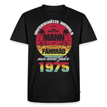 Alter Mann Mit Fahrrad 1975 Geboren Geburtstag - Männer Premium Bio T-Shirt - Schwarz - Vorne - Nico (187cm)