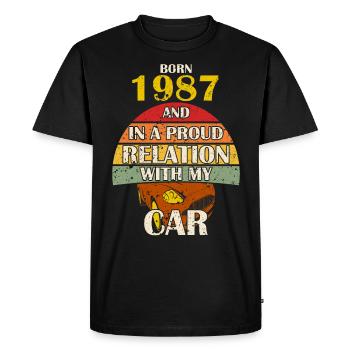 Automobiliste Né 1987 anniversaire voiture de sport - T-shirt Premium bio Homme - noir - Devant - Nico (187cm)