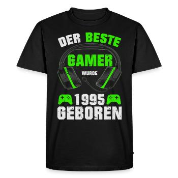 Gamer Gift Gaming Anniversaire 1995 Naissance - T-shirt Premium bio Homme - noir - Devant - Nico (187cm)