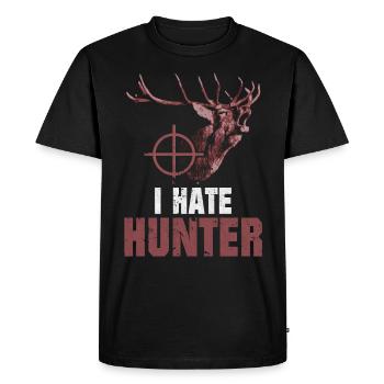 I hate hunter deer head deer saying - Men's Premium Organic T-Shirt - black - Front - Nico (187cm)