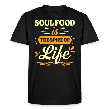 Humour Soul Food - Plats Afro Américain - T-shirt Premium bio Homme - noir - Devant - Nico (187cm)