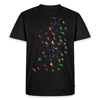 Colorful flying birds - Men's Premium Organic T-Shirt - black - Front - Nico (187cm)