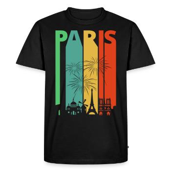 Rétro Paris Vintage. France. Paysage urbain Skyline. - T-shirt Premium bio Homme - noir - Devant - Nico (187cm)