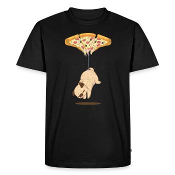 Pizza au pepperoni avec un chien - T-shirt Premium bio Homme - noir - Devant - Nico (187cm)