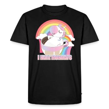 I Hate Mondays Unicorn Coffee T-Shirt - Men's Premium Organic T-Shirt - black - Front - Nico (187cm)