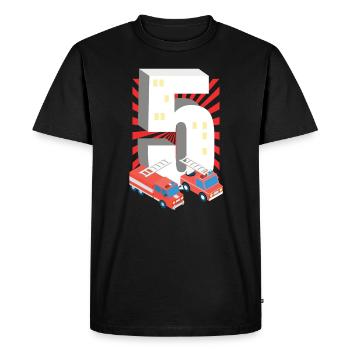 T-shirt pompiers 5e anniversaire garçons Feuerwehrwa - T-shirt Premium bio Homme - noir - Devant - Nico (187cm)