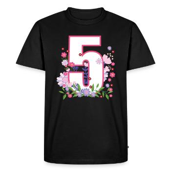 5ème anniversaire fleurs T-shirt - T-shirt Premium bio Homme - noir - Devant - Nico (187cm)