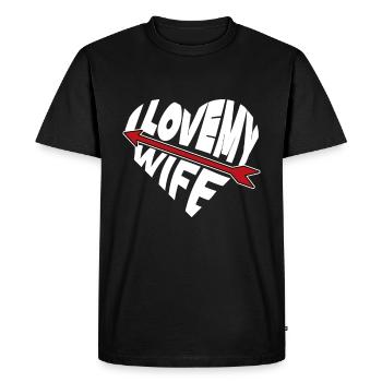 Heart i love my wife - T-shirt Premium bio Homme - noir - Devant - Nico (187cm)