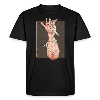 Tshirt Cadeau Cannabis Meme 420 Salt Bae - T-shirt Premium bio Homme - noir - Devant - Nico (187cm)