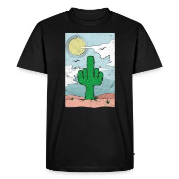 Fuck You Stinky Finger Cactus Gift - Men's Premium Organic T-Shirt - black - Front - Nico (187cm)