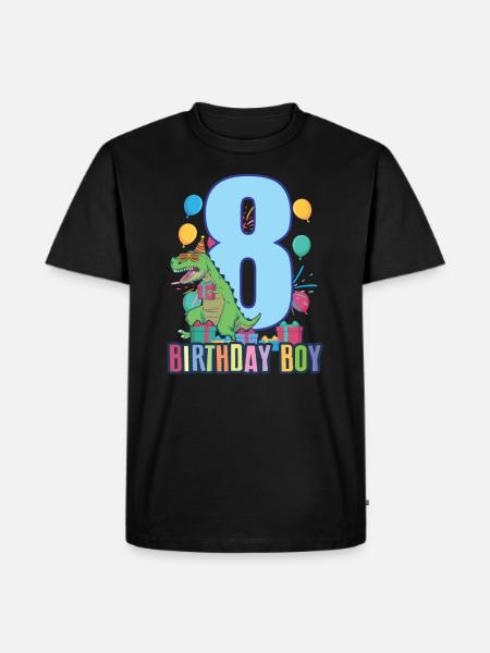 T-Rex T-Shirt 8th Birthday T-Rex for Boys - Men's Premium Organic T-Shirt - black