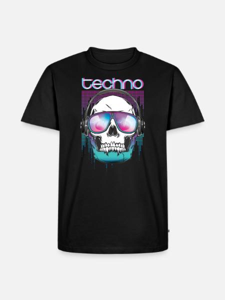 Techno MDMA Skull Psytrance - Men's Premium Organic T-Shirt - black