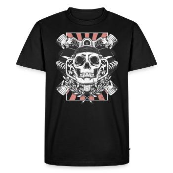 Biker Motrorradfahrer Skull skull - Men's Premium Organic T-Shirt - black - Front - Nico (187cm)