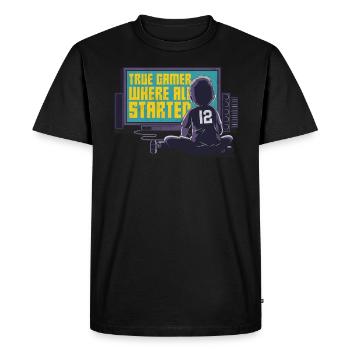 Zocker True Gamer Tshirt Gift - Men's Premium Organic T-Shirt - black - Front - Nico (187cm)