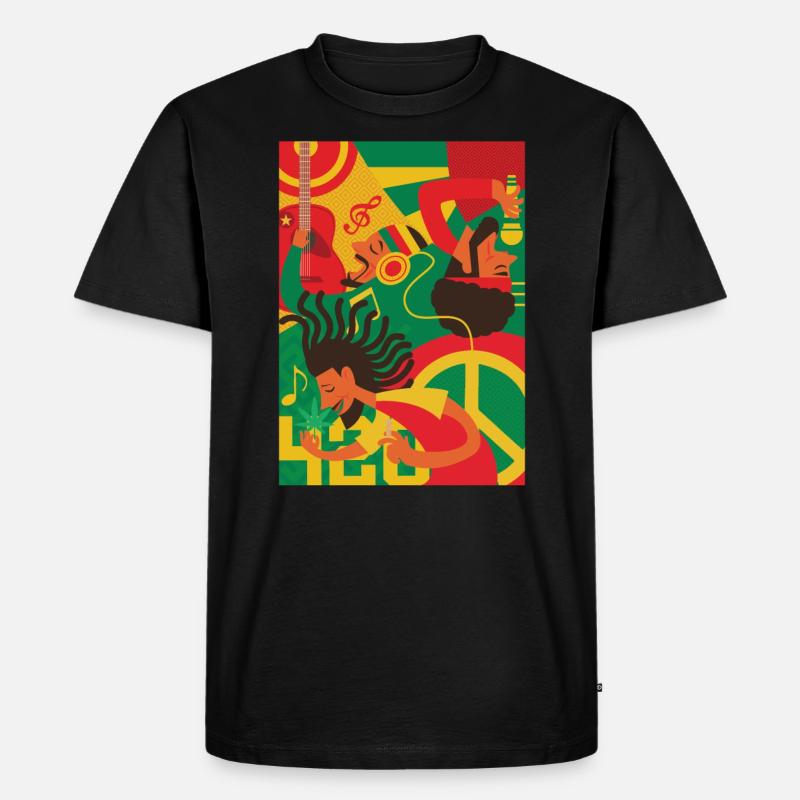 Reggae Rastafari Rasta - Männer Premium Bio T-Shirt - Schwarz