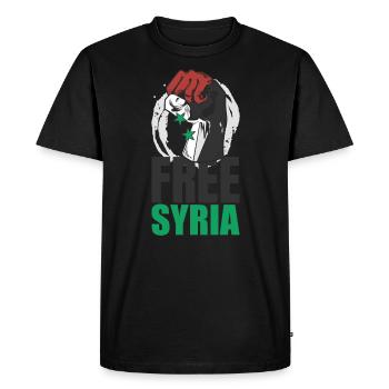Free Syria T-Shirt Syria Flag: Syria Flag Ob - Men's Premium Organic T-Shirt - black - Front - Nico (187cm)
