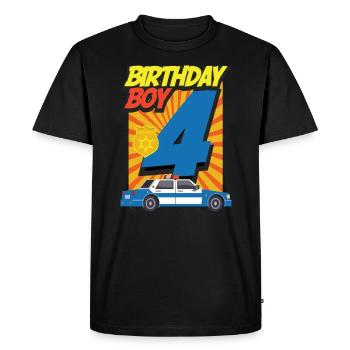 Fourth Birthday Boy Tshirt Police Car Policeman f - Men's Premium Organic T-Shirt - black - Front - Nico (187cm)