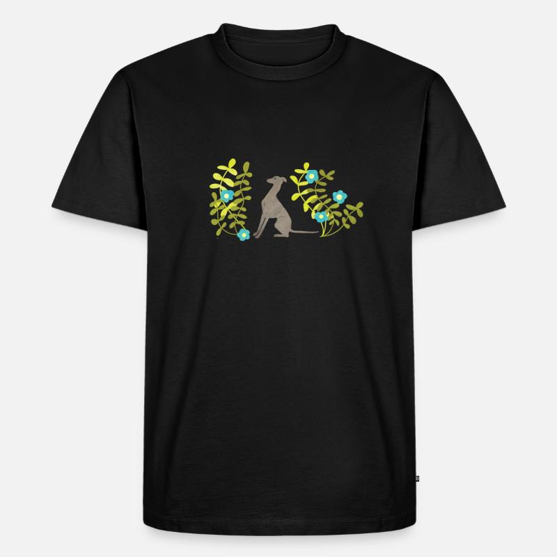 Windspiel mit Blumen - Männer Premium Bio T-Shirt - Schwarz