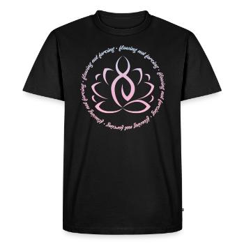 Namaste Flowing Not Forcing Pour dames - T-shirt Premium bio Homme - noir - Devant - Nico (187cm)