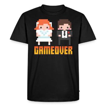 Game Over - Nerd Geeky JGA Gruppenshirt - Männer Premium Bio T-Shirt - Schwarz - Vorne - Nico (187cm)