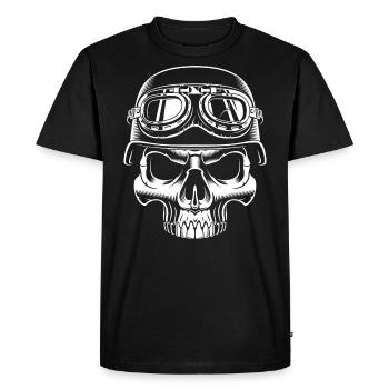 skull biker skull with steel helmet - Men's Premium Organic T-Shirt - black - Front - Nico (187cm)