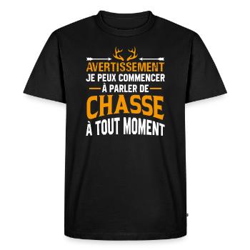 Parler de chasse à tout moment cadeau chasseur - T-shirt Premium bio Homme - noir - Devant - Nico (187cm)