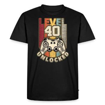 40e anniversaire niveau 40 ans rétro gamer cadeau - T-shirt Premium bio Homme - noir - Devant - Nico (187cm)