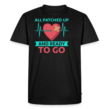 Heart surgery survived, we can go - Men's Premium Organic T-Shirt - black - Front - Nico (187cm)