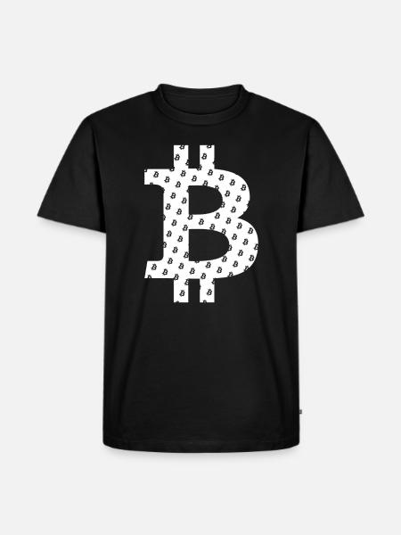 Bitcoin Logo Symbol Muster Pattern - Männer Premium Bio T-Shirt - Schwarz