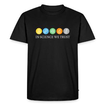 Dans la science, nous avons confiance - T-shirt Premium bio Homme - noir - Devant - Nico (187cm)