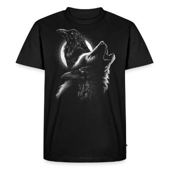 Wolf with crows - Men's Premium Organic T-Shirt - black - Front - Nico (187cm)