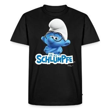 Le logo schtroumpf Schlaubi - T-shirt Premium bio Homme - noir - Devant - Nico (187cm)
