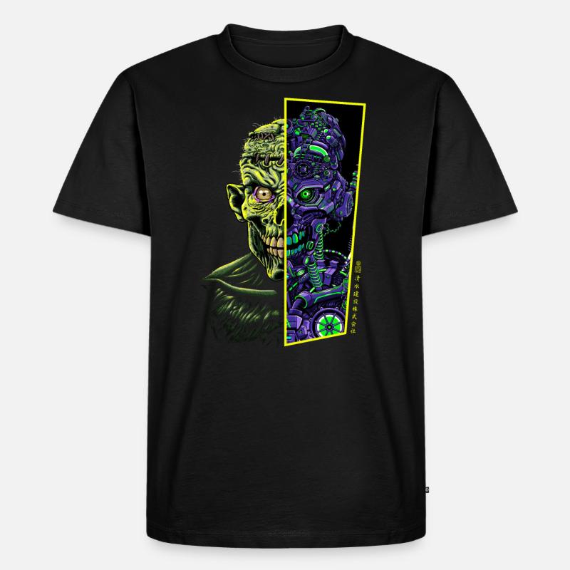 Zombie vs. Roboter - Männer Premium Bio T-Shirt - Schwarz