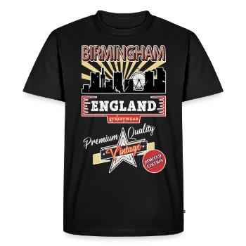 Birmingham Angleterre UK City Skyline Vintage Rétro - T-shirt Premium bio Homme - noir - Devant - Nico (187cm)