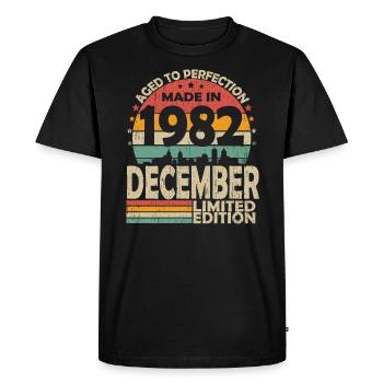 Décembre 1982 Vintage Retro Anniversaire - T-shirt Premium bio Homme - noir - Devant - Nico (187cm)