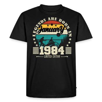 Janvier 1984. Cadeau d'anniversaire janvier 1984. - T-shirt Premium bio Homme - noir - Devant - Nico (187cm)