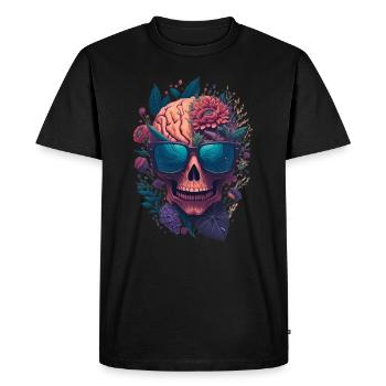 Skull and Flowers, Skull with Glasses - Men's Premium Organic T-Shirt - black - Front - Nico (187cm)