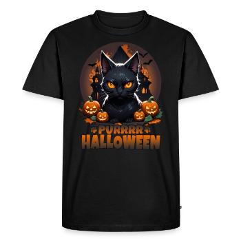RONRONNER HALLOWEEN CHAT NOIR - T-shirt Premium bio Homme - noir - Devant - Nico (187cm)