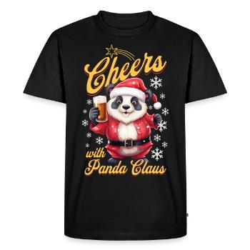 Christmas Beer Panda Bear Alcohol Cheers Funny - Men's Premium Organic T-Shirt - black - Front - Nico (187cm)