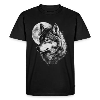 Loup hurlant à la lune - T-shirt Premium bio Homme - noir - Devant - Nico (187cm)