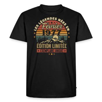 Nées En Février 1977 Anniversaire 47 ans Retro 47e - T-shirt Premium bio Homme - noir - Devant - Nico (187cm)