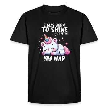 Je suis née pour briller mais après ma sieste - T-shirt Premium bio Homme - noir - Devant - Nico (187cm)