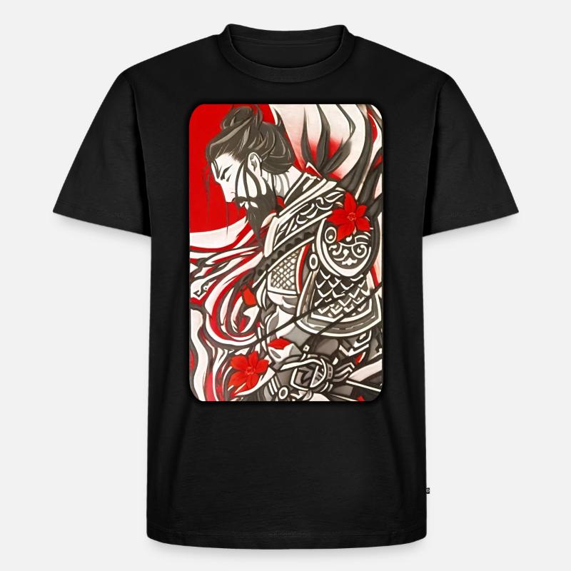 Stolzer Samurai Krieger - Männer Premium Bio T-Shirt - Schwarz