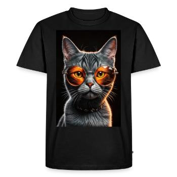 Chat avec des lunettes de soleil élégantes - T-shirt Premium bio Homme - noir - Devant - Nico (187cm)
