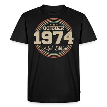 Born in October 1974 Retro Birthday October 1974 - Men's Premium Organic T-Shirt - black - Front - Nico (187cm)