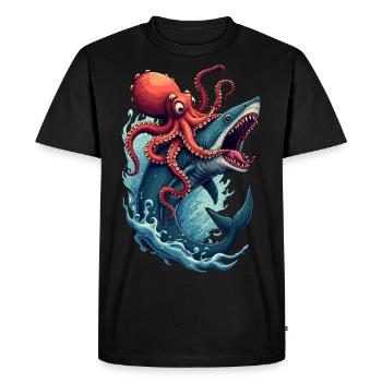 Bataille navale - T-shirt Premium bio Homme - noir - Devant - Nico (187cm)