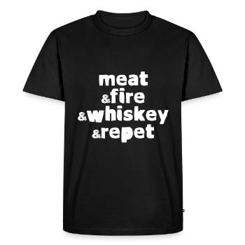 Viande et feu et whisky et répéter 4 - T-shirt Premium bio Homme - noir - Devant - Nico (187cm)