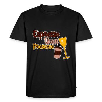 Espresso Then Prosecco 2 - Men's Premium Organic T-Shirt - black - Front - Nico (187cm)