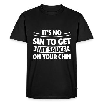 Ce n’est pas un péché d’avoir ma sauce sur votre menton 4 - T-shirt Premium bio Homme - noir - Devant - Nico (187cm)